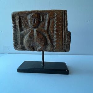 A Vintage Custom Hand Carved Wooden Sculpture on Stand